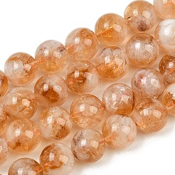 加熱された天然シトリンビーズ連売り  スムーズなラウンド  10~10.5mm  穴：0.8mm  約39個/連  15.20''（38.6センチメートル）&nbsp;G-L657-B01-10mm