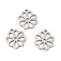 変色しない201ステンレススチールペンダント  花のチャーム  ステンレス鋼色  14x12.5x1mm  穴：1.2mm&nbsp;STAS-E176-23P