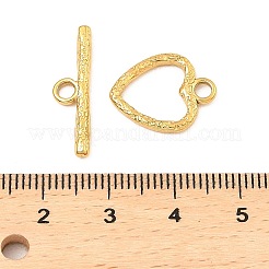 304ステンレススチールトグル留め具  テクスチャードハート  18KGP本金メッキ  リング：16.5x13.5x2mm  穴：2.5mm  バー：6x22.5x2mm  穴：2.7mm&nbsp;STAS-E204-05G