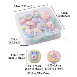40 個 8 スタイル不透明なかわいい漫画樹脂カボション  長方形  ミックスカラー  15.5~17x16~17.5x7.5~8mm  5個/スタイル&nbsp;CRES-YW0001-18
