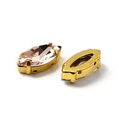 縫い付けラインストーン  ガラスラインストーン  馬の目  ゴールドブラスのプロングセッティング  ミックスカラー  15x7x6mm  穴：1mm&nbsp;RGLA-P070-03B-G