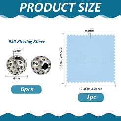 レトロ 925 スターリングシルバー スペーサービーズ  ラウンド  アンティークシルバー  4mm  穴：1.2mm&nbsp;STER-PH0004-77A