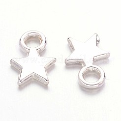 チベット風合金チャーム  カドミウムフリー＆鉛フリー  スター  銀  11x8x1mm  穴：2mm&nbsp;LF0790Y-S