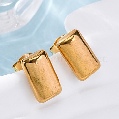 304ステンレススチールスタッドピアス  長方形  ゴールドカラー  12x7.5mm  12個/セット&nbsp;EJEW-C099-21G