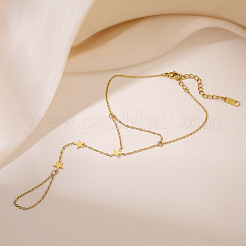 女性用ステンレススチールアズキチェーンリングブレスレット  18KGP本金メッキ  6-3/4インチ（17cm）&nbsp;PW-WG42E53-01