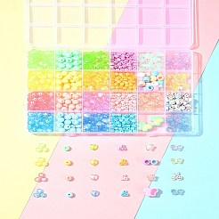 DIY イヤリング ジュエリー作りキット  不透明なアクリルビーズ  混合図形  ミックスカラー  4~13.5x4~17.5x3~9.8mm  穴：1~4mm&nbsp;OACR-FS0001-77
