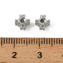 真鍮製の透明なキュービックジルコニアビーズ  クロス  プラチナメッキ  4x6x6mm  穴：1mm&nbsp;KK-D106-07P