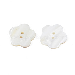 天然淡水シェルボタン  2穴  花  貝殻色  17.5~19x18~19.5x2~2.5mm  穴：1.8mm&nbsp;SHEL-N026-181