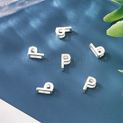 スターリングシルバーの中空イニシャルビーズ6個925個  銀  文字p  5.5~6x3.5~4x3mm  穴：3.5~4x1.3~1.7mm&nbsp;STER-TA0001-53P
