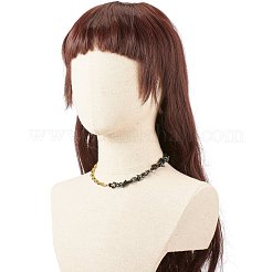 ナチュラルスノーフレーク黒曜石チップビーズジュエリーセット  女性のための宝石用原石のビーズのネックレスとドロップハギーフープピアス  ライトゴールド  16.73インチ（42.5cm）  20mm  ピン：1mm&nbsp;SJEW-JS01223-05