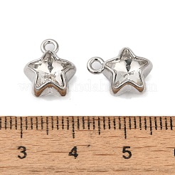 ラックメッキ合金ラインストーンペンダント  カドミウムフリー＆鉛フリー  スター  透明  12.5x10x7mm  穴：1.6mm&nbsp;PALLOY-S186-09P-03
