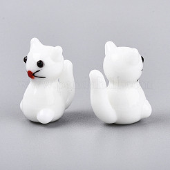 手作り凹凸柄ランプワークビーズ連売り  猫  ホワイト  22~23x13~14x16~18mm  穴：1.5mm  約20個/連  17.24インチ（43.8cm）&nbsp;LAMP-Q031-003A