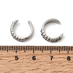 304ステンレススチールラインストーンカフイヤリング  2層C字型  ステンレス鋼色  13.5x5mm&nbsp;EJEW-L313-04P