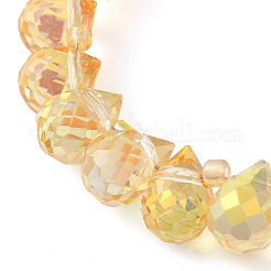 電気メッキガラスビーズセット  ティアドロップ  ゴールド  10~11x8mm  穴：1mm  約93個/連  62cm&nbsp;EGLA-D030-17J
