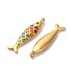304ステンレスペンダント  エナメル  魚  18KGP本金メッキ  イオンプレーティング（ip）  カラフル  25.5x6x3mm  穴：1.2mm&nbsp;X-STAS-C152-01B-01G