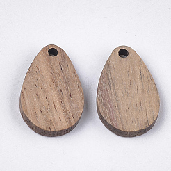 ウォールナットウッドペンダント  ティアドロップ  淡い茶色  21x14x3mm  穴：2mm&nbsp;WOOD-S054-03