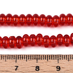 透明ガラスビーズ連売り  ロンデル  クリムゾン  6~6.5x3mm  穴：1mm  約103~118個/連  14.57~14.96インチ（37~38cm）&nbsp;GLAA-ZX008-6mm-19C