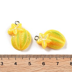 不透明樹脂ペンダント  模造野菜・模造果物  プラチナトーンのアイアンループ付き  ゴレンシ  22.5x15.5x7mm  穴：2mm&nbsp;LS-RESI-S013-02I