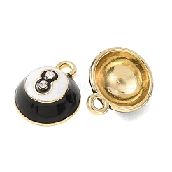合金ラインストーンペンダント  エナメル  ビリヤードのお守り  ラックめっき  ゴールドカラー  16x13x7mm  穴：1.8mm&nbsp;AL-CBA7256-02G