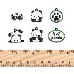 14個6スタイルアロイエナメルペンダント  ブラック  パンダ  ブラック  12~21.5x17~25x1mm  穴：1.6~1.8mm&nbsp;ENAM-FS0002-60