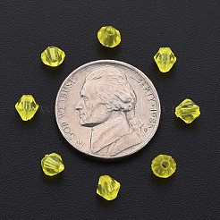 透明なアクリルビーズ  多面カット  双円錐形  きいろ  5x4.5mm  穴：1.2mm  約10068個/414g&nbsp;LS-MACR-S373-84-B02
