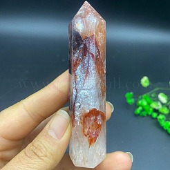 タワー天然鉄質クォーツヒーリングストーンワンド  レイキ エネルギーバランス 魔術 瞑想 セラピー 装飾  六角プリズム  60~70mm&nbsp;PW-WG58986-01
