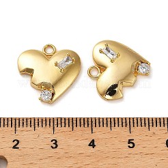 真鍮製マイクロパヴェキュービックジルコニアペンダント  ハートチャーム  18KGP本金メッキ  17x17x4mm  穴：2mm&nbsp;KK-P285-12G