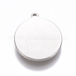 304ステンレスペンダント  聖母マリアとフラットラウンド  アンティークシルバー  21x18x3mm  穴：1.6mm&nbsp;STAS-F222-001AS