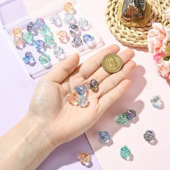 30個5色電気メッキ透明アクリルビーズ  花  ミックスカラー  15x13.5x14.5mm  穴：3.2mm  6個/カラー&nbsp;PACR-CJ0001-41