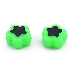 不透明なメッキアクリルビーズ  ライン入り  スター  ライム  9.5x10x5mm  穴：1.6mm  約1850個/500g&nbsp;OACR-N136-01B