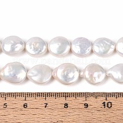 天然バロックケシパールビーズ連売り  有核真珠  フラットラウンド  貝殻色  10~14x10~12x3.5~8mm  穴：0.6mm  約30~34個/連  14.96~15.35インチ（38~39cm）&nbsp;PEAR-S018-02C-05