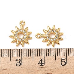 真鍮マイクロパヴェクリアキュービックジルコニアチャーム  太陽  ニッケルフリー  18KGP本金メッキ  13x10.5x2mm  穴：1.2mm&nbsp;KK-B160-24G