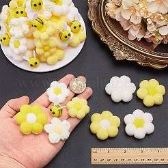 42個 9スタイル 手作りコットン編み装飾アクセサリー  DIYミシンクラフト用  花とミツバチ  ミックスカラー  33~50x12~19mm&nbsp;DIY-WR0005-08