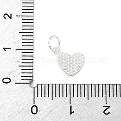 ツートン 925 スターリングシルバー エナメル ハートチャーム  丸カン付き  銀色のメッキ  レッド  8.5x9.5x1.5mm  穴：3.5mm&nbsp;STER-S011-03S-B