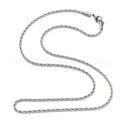 変色しにくい304ステンレススチールネックレス ユニセックスロープチェーンネックレス  ステンレス鋼色  23.62インチ（60cm）&nbsp;NJEW-507L-10D