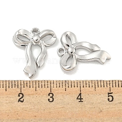 変色しない304ステンレススチールペンダント  ちょう結びチャーム  ステンレス鋼色  19x15x3mm  穴：1.6mm&nbsp;STAS-P365-03P