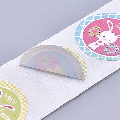 イースターステッカー  粘着ラベルロールステッカー  ギフトタグ  封筒用  パーティー  装飾を提示します  フラットラウンド  カラフル  イースターのテーマ模様  25mm  500PCS /ロールについて&nbsp;LS-DIY-P008-D01