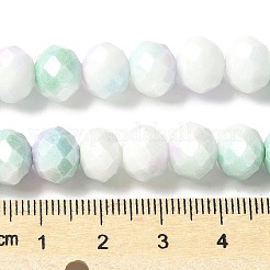 電気メッキガラスビーズセット  ロンデル  多面カット  ミディアムアクアマリン  10x8mm  穴：1.4mm  15.75''（40センチメートル）&nbsp;LAMP-S068-11C