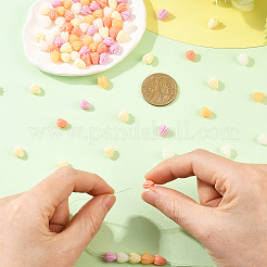 5色染め合成珊瑚彫刻ビーズ100個  DIYのジュエリーには  ジャスミンの花  ミックスカラー  8~9x6~7.5mm  穴：1~1.2mm  20個/カラー&nbsp;CORA-SZ0001-02