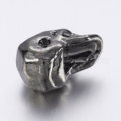 合金ビーズ  スカル  ガンメタ色  12x7x9.5mm  穴：1.2mm&nbsp;X-PALLOY-F143-04B