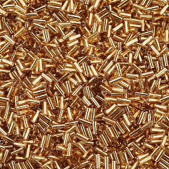 メッキガラス竹ビーズ  メタリックカラー  ゴールデンロッド  4~5x2mm  穴：1mm  約14000個/ポンド&nbsp;SEED-S046-01A-22B