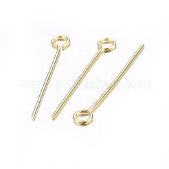 304ステンレススチールアイピン  18KGP本金メッキ  22mm  穴：2mm  ピン：0.6mm&nbsp;STAS-F174-10G-B