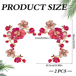 ポリエステル服パッチ  花  レッド  500x325x1mm&nbsp;PATC-WH0023-65B