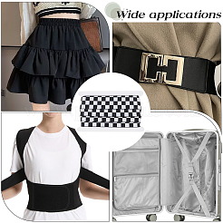 ポリエステル弾性リボン  タータン模様  厚紙ディスプレイカード付き  ブラック  1-5/8インチ（40mm）&nbsp;OCOR-CY0004-29