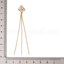 真鍮製マイクロパヴェクリアキュービックジルコニアビッグペンダント  リーフタッセル  18KGP本金メッキ  81x11x3mm  穴：2mm&nbsp;KK-G510-12G