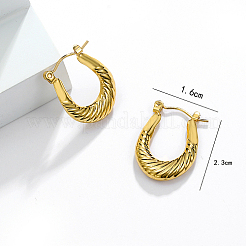 304ステンレススチールフープピアス  ゴールドカラー  23x16mm&nbsp;IO9179-3