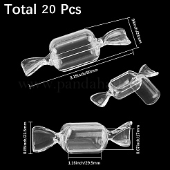 透明なプラスチックのキャンディ型の小物収納ボックス  ギフトキャンディ梱包箱  透明  8x2.15x2.4cm  20個/セット&nbsp;CON-SP0001-06A
