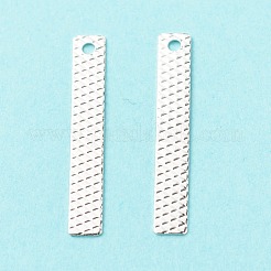 真鍮チャーム  長持ちメッキ  カドミウムフリー＆鉛フリー  長方形  925銀メッキ  20x3x0.2mm  穴：1.2mm&nbsp;KK-F831-023B-S-RS
