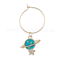 合金エナメルワイングラスチャーム  惑星と星と月  ミックスカラー  43~56x24~25mm  12個/セット&nbsp;AJEW-JO00181
