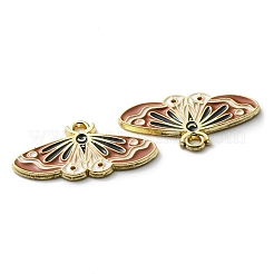 合金エナメルチャーム  ゴールドカラー  蛾の魅力  ペルー  15x28x1.5mm  穴：2mm&nbsp;ENAM-D051-03G